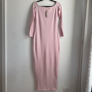 SKIMS New Vintage Off the Shoulder Long Sleeve Maxi Dress - Cherry Blossom M NWT